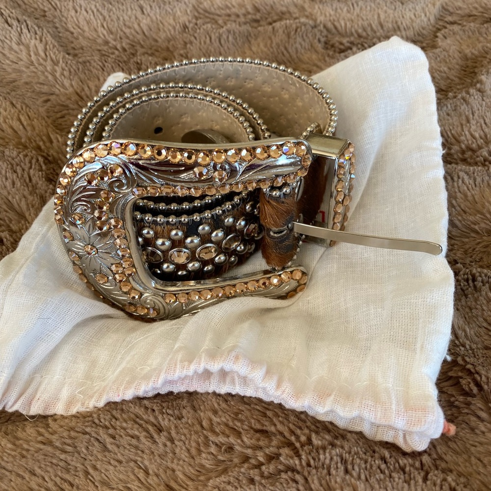 BB Simon bling western belt-XS, hide on hair